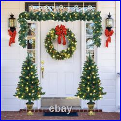 4 Pieces Christmas Set with Entrance Trees Garland and Wreath Xmas Decoration