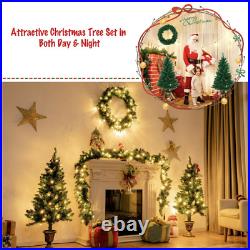4 Pieces Christmas Set with Entrance Trees Garland and Wreath Xmas Decoration