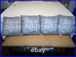 4 Pottery Barn Indoor/Outdoor Winter Pillow Baby It’s Cold Outside, 18×18, Used