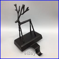 4 Pottery Barn Twig Reindeer Stocking Holder Set Bronze Christmas Deer AS-IS