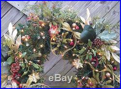 4 Pre Lit Artificial Douglas Fir Pine Christmas Wreath 300 GE Lights NEW