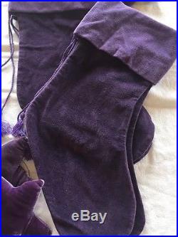 4 Purple Velvet Pottery Barn Stockings Plus 3 Purple Velvet Stars