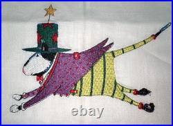 4 Rare HTF Patience Brewster Embroidered Christmas Hand Towels Cat, Dog Mr Mrs C