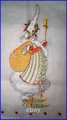 4 Rare HTF Patience Brewster Embroidered Christmas Hand Towels Cat, Dog Mr Mrs C