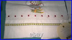 4 Rare HTF Patience Brewster Embroidered Christmas Hand Towels Cat, Dog Mr Mrs C