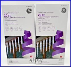 (4) Sets Of Ge Twinkling Ice Crystal Icicle, 100 Led/20 Count, Nisb