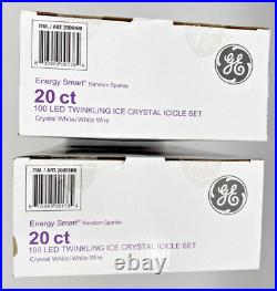 (4) Sets Of Ge Twinkling Ice Crystal Icicle, 100 Led/20 Count, Nisb