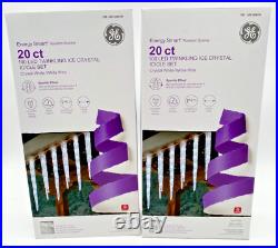(4) Sets Of Ge Twinkling Ice Crystal Icicle, 100 Led/20 Count, Nisb