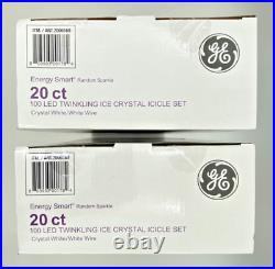 (4) Sets Of Ge Twinkling Ice Crystal Icicle, 100 Led/20 Count, Nisb