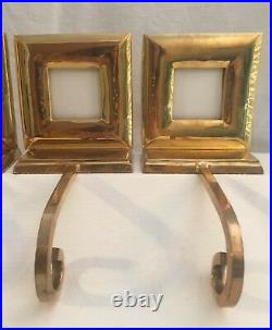 4 Vintage Brass Stocking Hangers Picture Frames Christmas