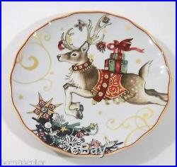 4 Williams Sonoma'Twas The Night Before Christmas Reindeer DINNER Plates