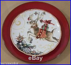 4 Williams Sonoma'Twas The Night Before Christmas Reindeer DINNER Plates