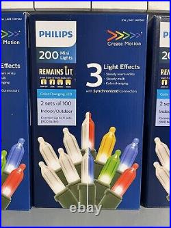 4 X Philips 200 Mini Lights, Color Changing LED- Remains Lit, Indoor/ Outdoor