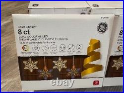 4 boxes 8 ct GE Color Choice Dual color warm white Icicle LED Snowflake Lights