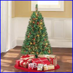 4 ft Artificial Christmas Tree Pre-Lit 150 Multi Lights Xmas Holiday Decoration