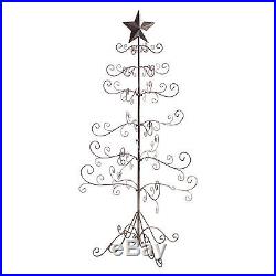 4 ft Ornament Decoration Display Metal Christmas Holiday Tree Antique Silver New