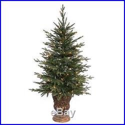 4 ft. Pre-Lit Potted Norwood Fir Artificial Christmas Tree Clear Lights