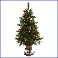 4 ft. Pre-lit Christmas Tree with Berries, Pine Cones & Urn Clear Lights