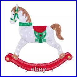 4 ft White Rocking Horse LED Christmas Yard Decor Lights Up Farm Country NEW