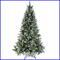 4ft 5ft 6ft Scandinavian Frosted Spruce Christmas Pine Cones Tree & Red Berries