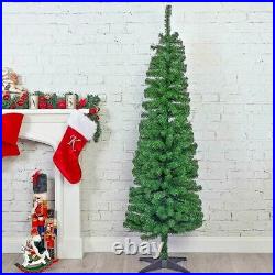 4ft/6ft/7ft Pencil / Snowey/4ft Pre Lit F/O Green Artificial Christmas Tree
