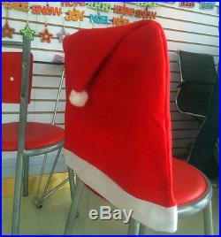 4pcs Santa Red Hat Chair Covers Christmas Decorations Dinner Chair Xmas Cap Sets