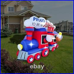 4th Of July Uncle Sam In Train 8 FT Inflatable LED Outdoor Decorations Clearance
