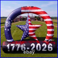 4th of July Inflatable Arch Patriotic USA Flag LED Blow Up Yard Decor, 7.9Ft