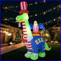 4th of July Inflatable Giant Dinosaur Eagle LED Patriotic BlowUp Yard Decor, 13FT