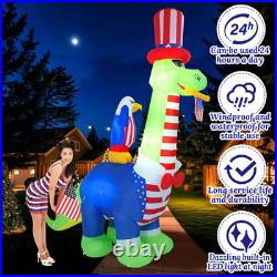 4th of July Inflatable Giant Dinosaur Eagle LED Patriotic Blow-Up Yard Decor, 13