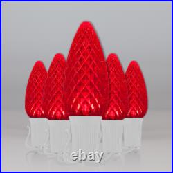 50 C9 OptiCore Shatterproof LED Christmas Lights Faceted Finish, White Wire 50ft