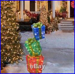 50 Lighted Stacked Christmas Present Stacker Sculpture Outdoor Yard Lawn Decor