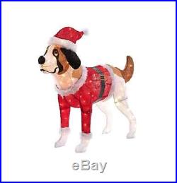 50 Lighted Tinsel Dog with Red Santa Coat and Hat Christmas Holiday Decor New