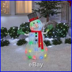50 in. Bright Controllable Crystal Swirl Snowman Light Yard Sculpture Decoration