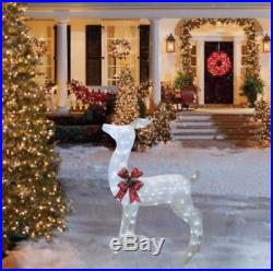 52 Glittering White Lighted Doe Deer Sculpture Outdoor Christmas Yard Decor