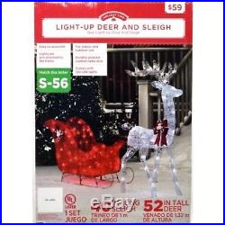 52 In Christmas Deer Penguin On Sled 140 Light Holiday Outdoor Yard Decoration
