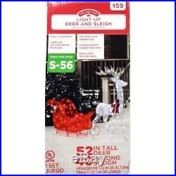 52 In Christmas Deer Penguin On Sled 140 Light Holiday Outdoor Yard Decoration