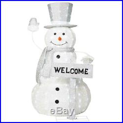 52 Lighted Snowman Welcome Sign Christmas Sculpture Indoor/Outdoor Decoration