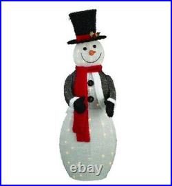 52 Lighted Snowman With Top Hat Sculpture Outdoor Christmas Yard Decor Display