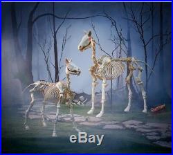 52 in. Standing Skeleton Pony with LED Illuminated Eyes Halloween Yard Decor