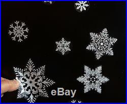 57 REUSABLE WHITE CHRISTMAS SNOWFLAKES WINDOW STICKERS SELF CLINGS Decorations