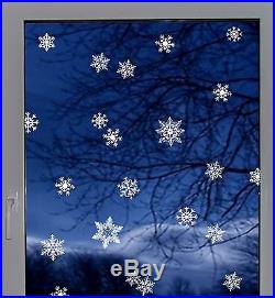 57 REUSABLE WHITE CHRISTMAS SNOWFLAKES WINDOW STICKERS SELF CLINGS Decorations
