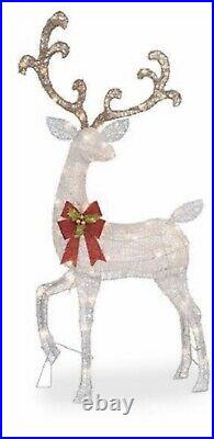 58 Lifesize Christmas Reindeer & Santa Sleigh Led Lighted Yard Decor