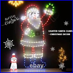 5FT 273 LED Santa Claus Light, Colorful Neon Light Sign Animated Christmas De