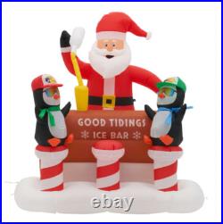 5FT Bass Pro Shops Inflatable Santa’s Ice Bar with Penguins & Motion Lights NIB