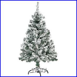 5FT Christmas Tree Full Green Snow Flocked Fake Xmas Tree Holiday Season withStand