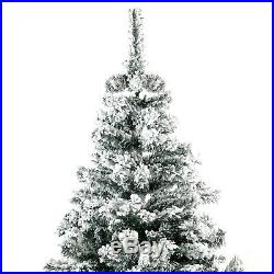 5FT Christmas Tree Full Green Snow Flocked Fake Xmas Tree Holiday Season withStand