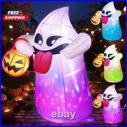 5FT Halloween Inflatables Ghost Built-In 3-Colored Flashing LED Light, Cute Hall