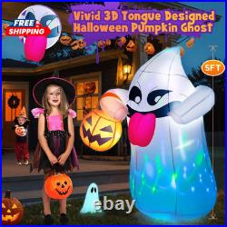 5FT Halloween Inflatables Ghost Built-In 3-Colored Flashing LED Light, Cute Hall