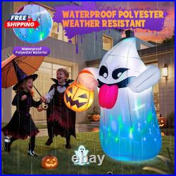 5FT Halloween Inflatables Ghost Built-In 3-Colored Flashing LED Light, Cute Hall